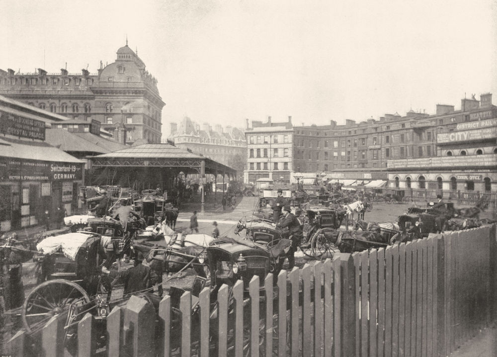 LONDON. Victoria Station- General view of the Station Yard 1896 old print