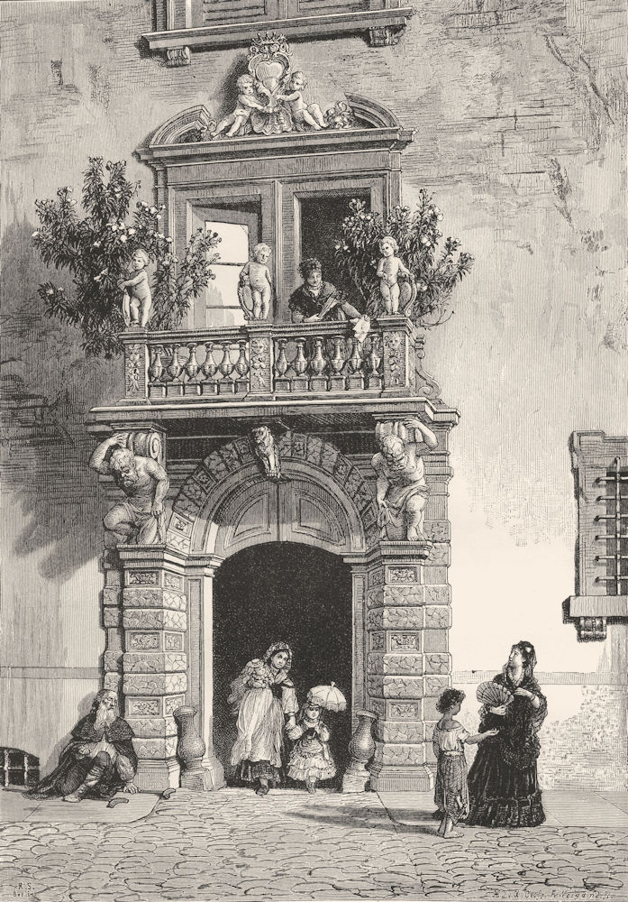 ITALY. Trentino. Palazzo Sardagna in Trent 1877 old antique print picture