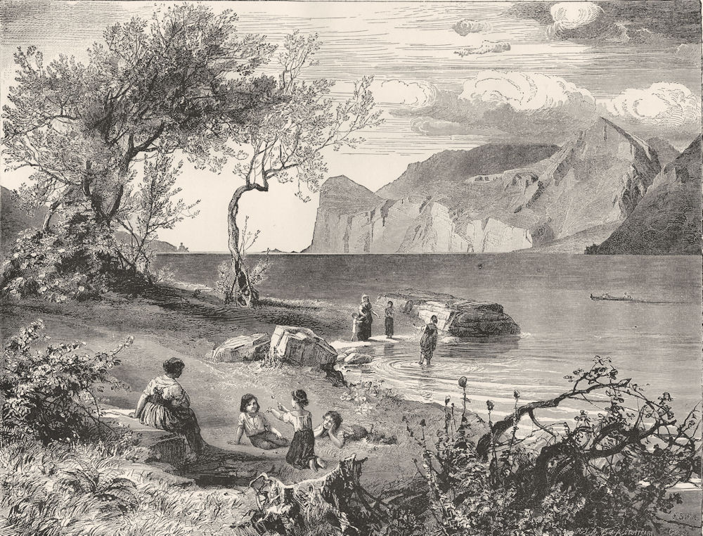 ITALY. Lago Di Garda. Olive Grove Shore of Lake of Garda, Torbole 1877 print