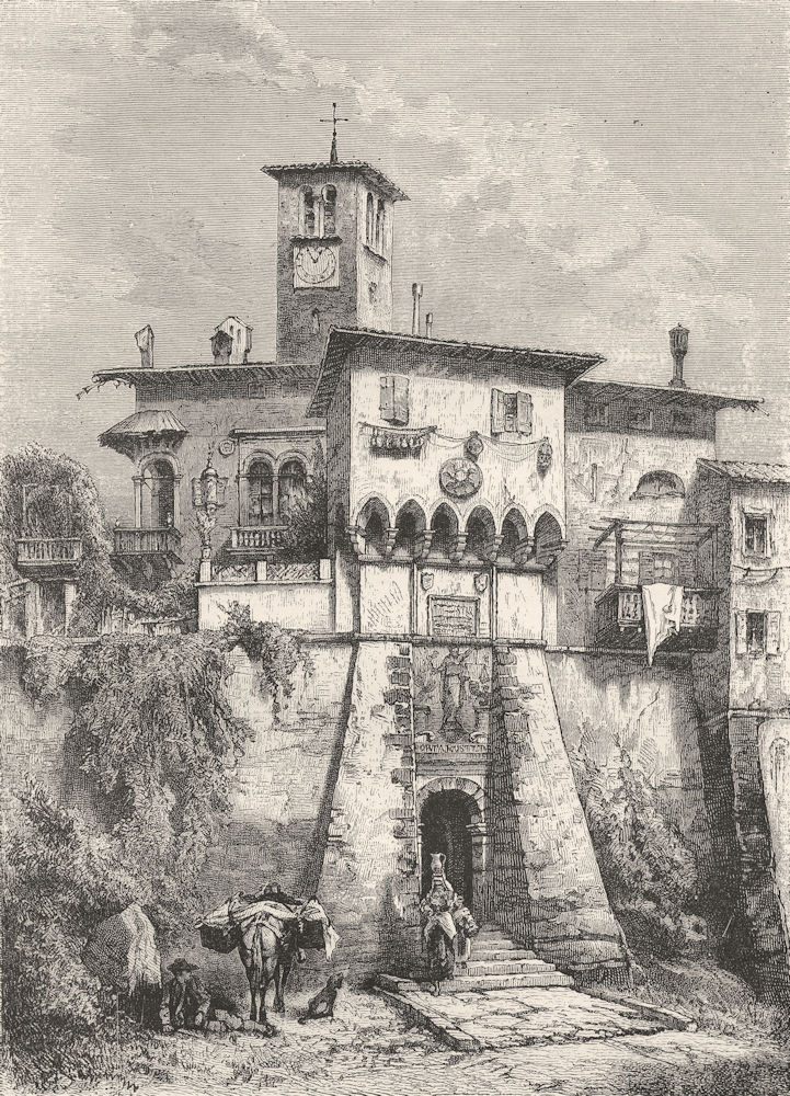 ITALY. Porta Rusteri, Feltre 1877 old antique vintage print picture