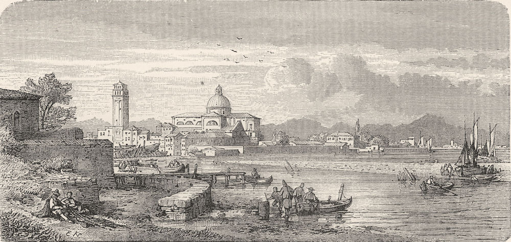 VENICE. San Pietro, Castello 1877 old antique vintage print picture