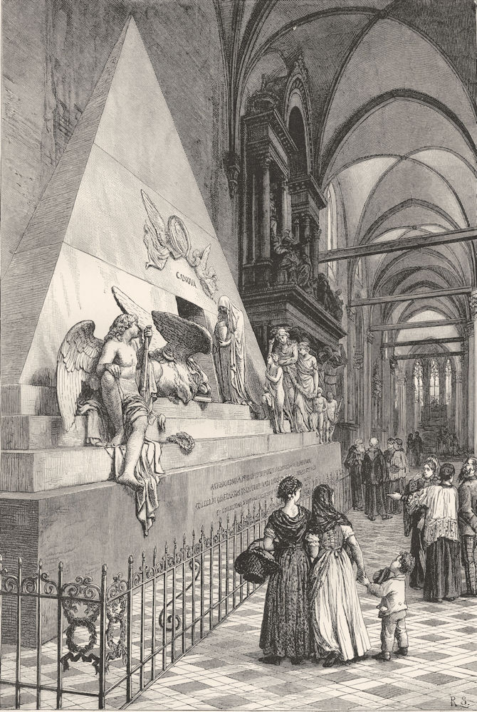 VENICE. Canova's Tomb in Santa Maria Gloriosa Dei Frari Venice 1877 old print