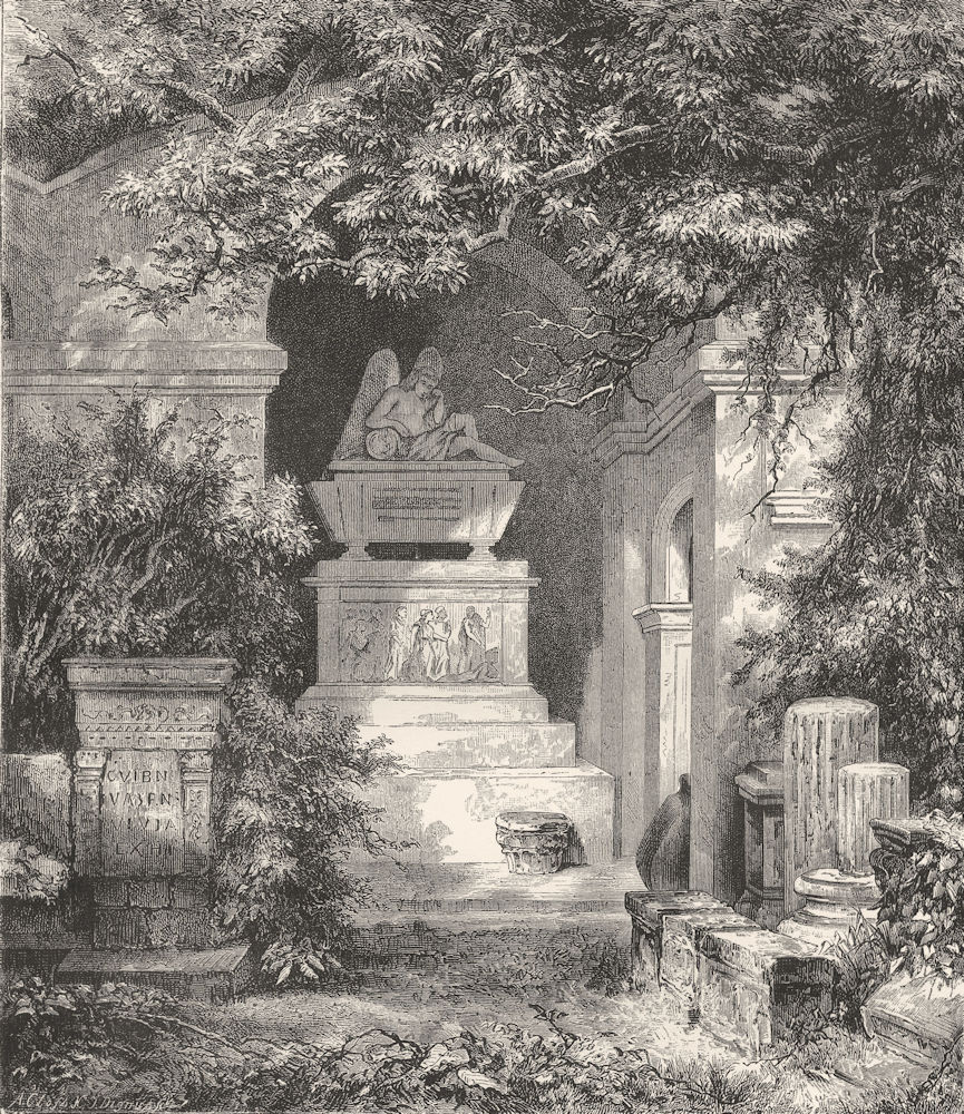 ITALY. Winckelmann's Monument 1877 old antique vintage print picture
