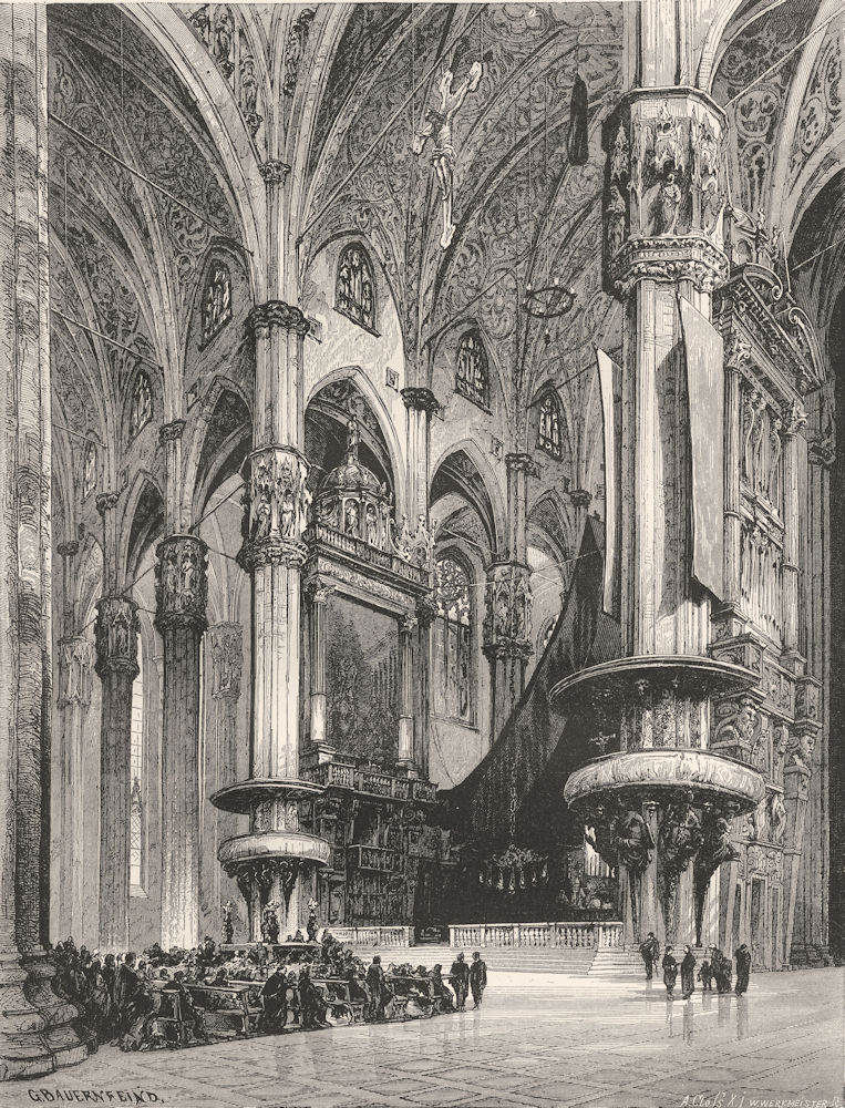 Associate Product ITALY. Milan. The Cathedral of Milan 1877 old antique vintage print picture