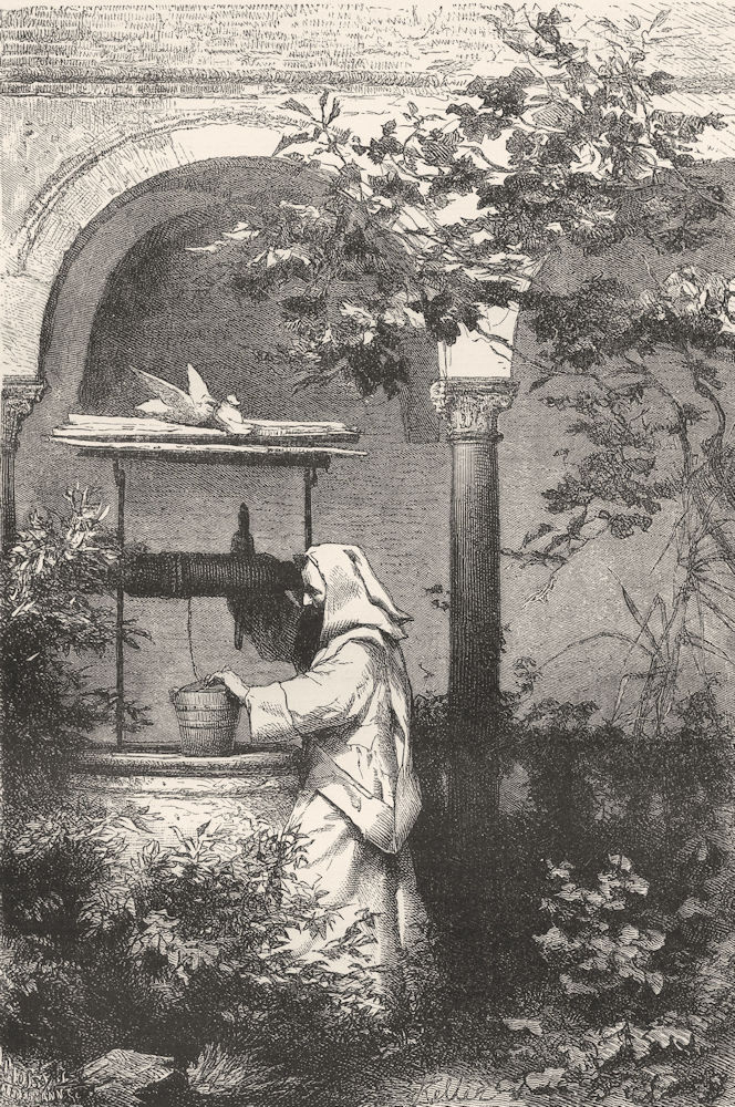 Associate Product ITALY. Milan. Monk at the Well in the Certosa 1877 old antique print picture