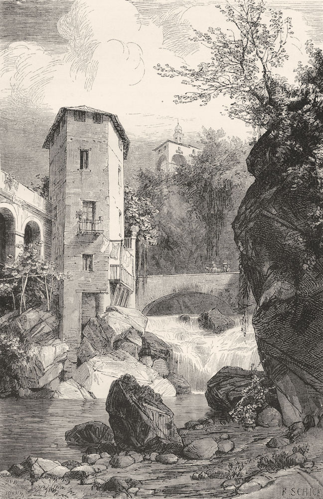 ITALY. Lago di Lugano. The Ravine of the Pioverna, near Bellano 1877 old print