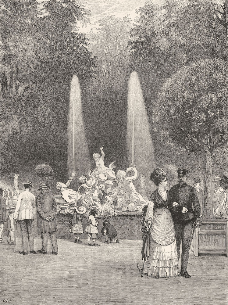 Associate Product ITALY. Turin. Fountain in the Giardino Reale 1877 old antique print picture