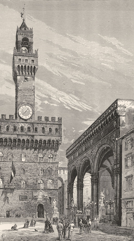 Associate Product ITALY. Florence. Loggia dei Lanzi 1877 old antique vintage print picture