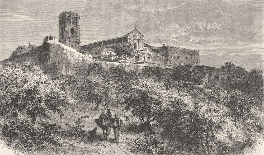 ITALY. Florentine nature. San Miniato al Monte 1877 old antique print picture