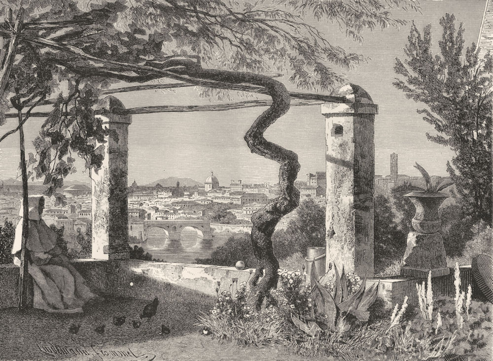 Associate Product ROME. Rome from the Convent Garden of Santa Sabina on the Aventine 1877 print