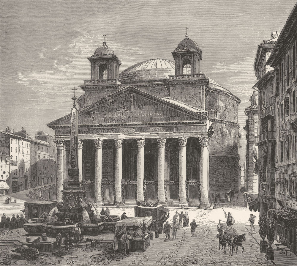 ITALY. The Pantheon 1877 old antique vintage print picture