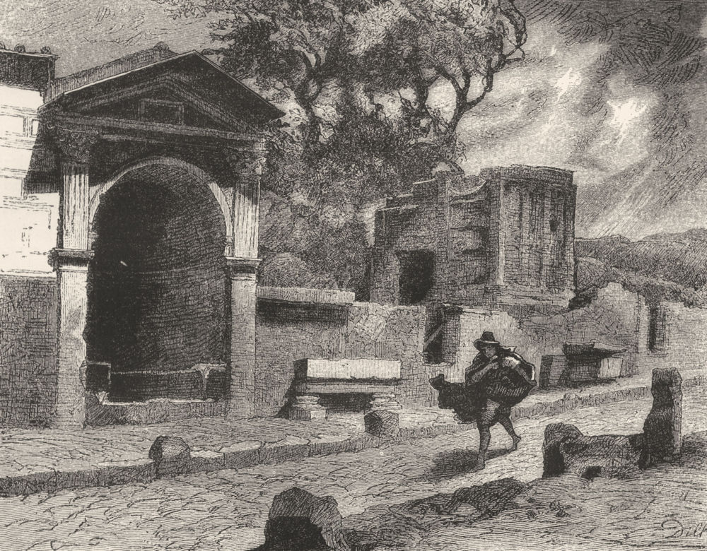 ITALY. In the Street of Tombs, Pompeii 1877 old antique vintage print picture