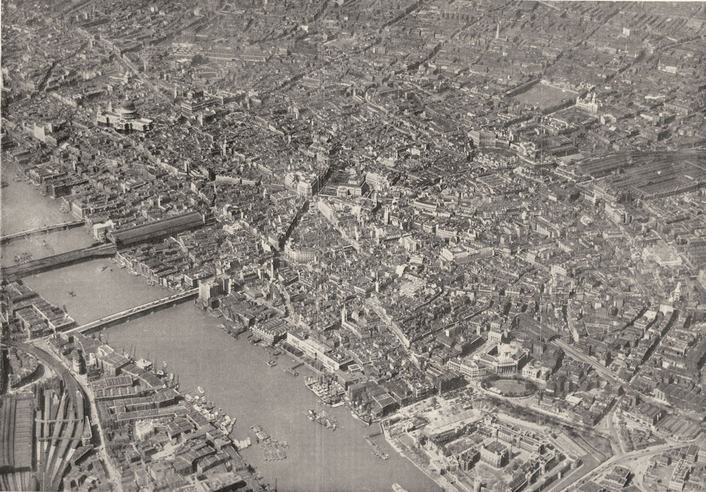 Associate Product LONDON. Large aerial Photograph of the City of London in 1935 1944 old print