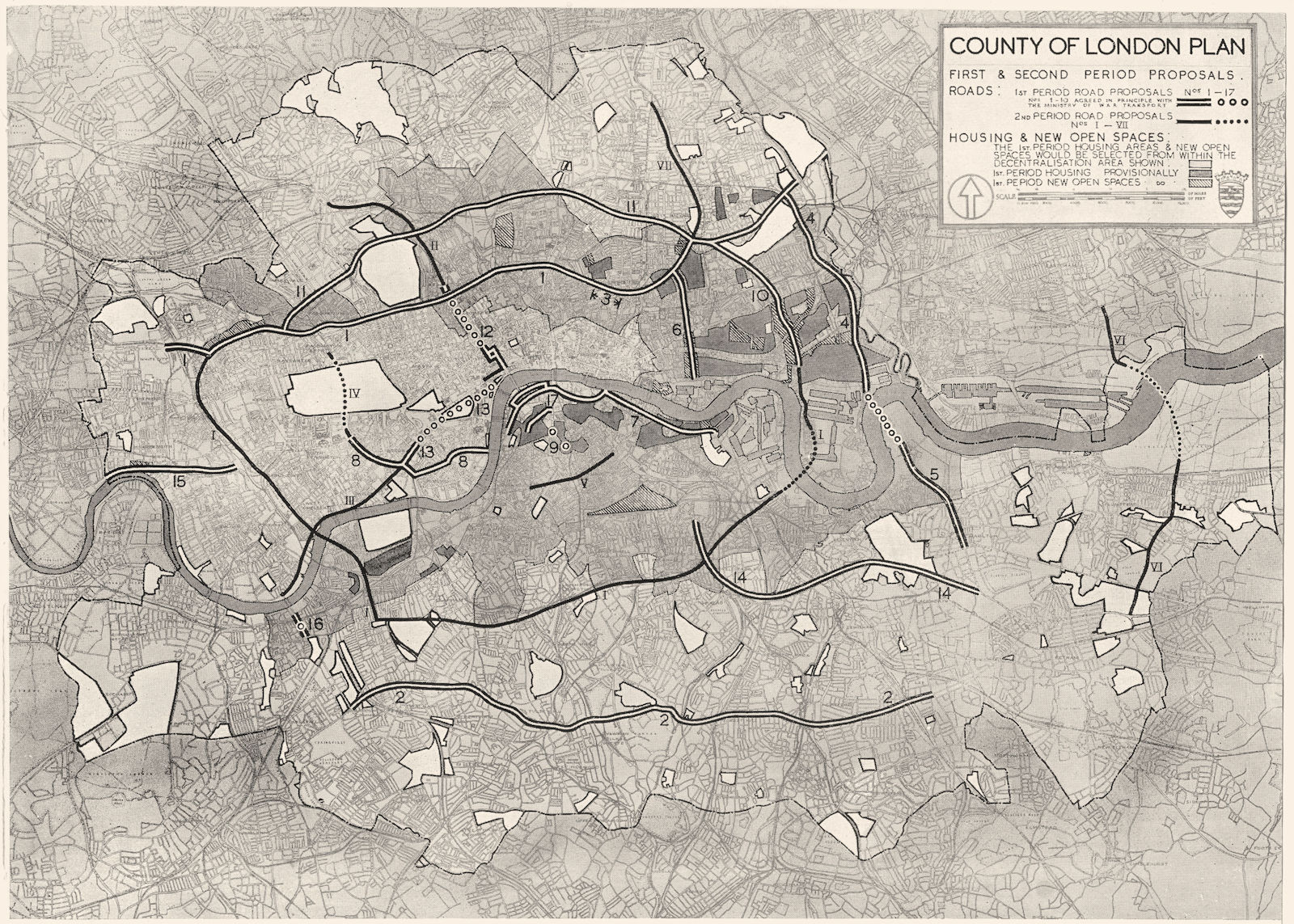 Associate Product LONDON. Period Planning. 1st & 2nd Proposals; plan 1943 old vintage map chart