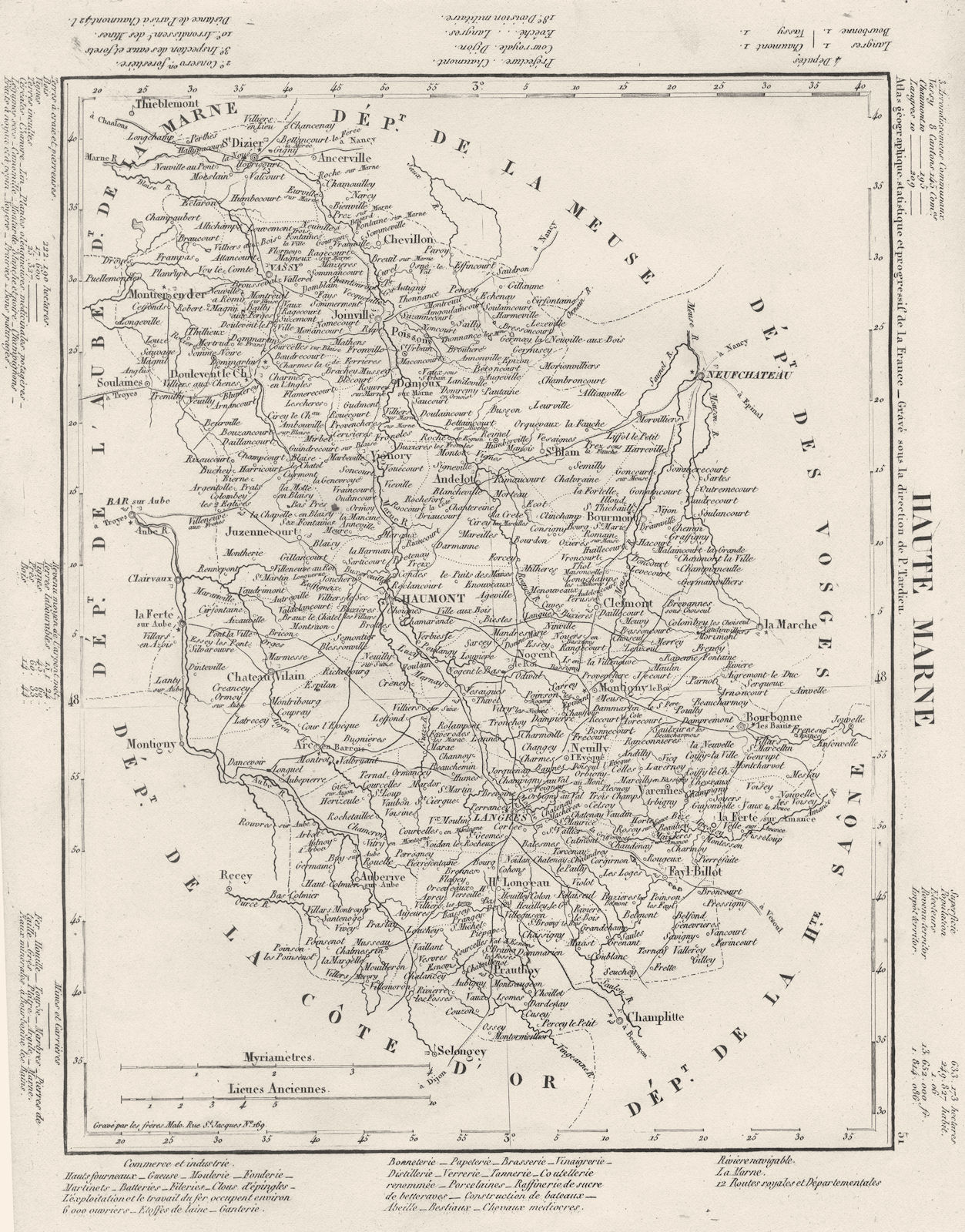 Associate Product HAUTE- MARNE. Haute- Marne département. Tardieu 1830 old antique map chart