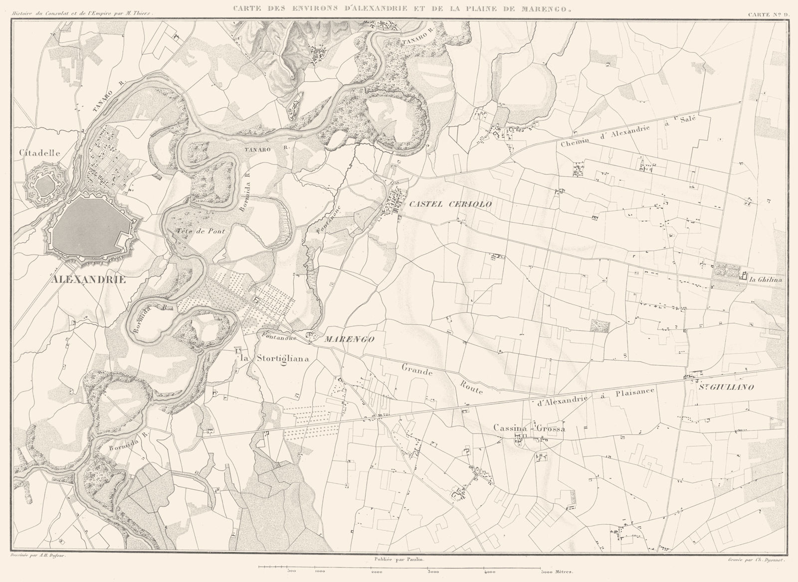 ITALY. Environs Alexandrie Alessandria et de la Plaine de Marengo 1859 old map