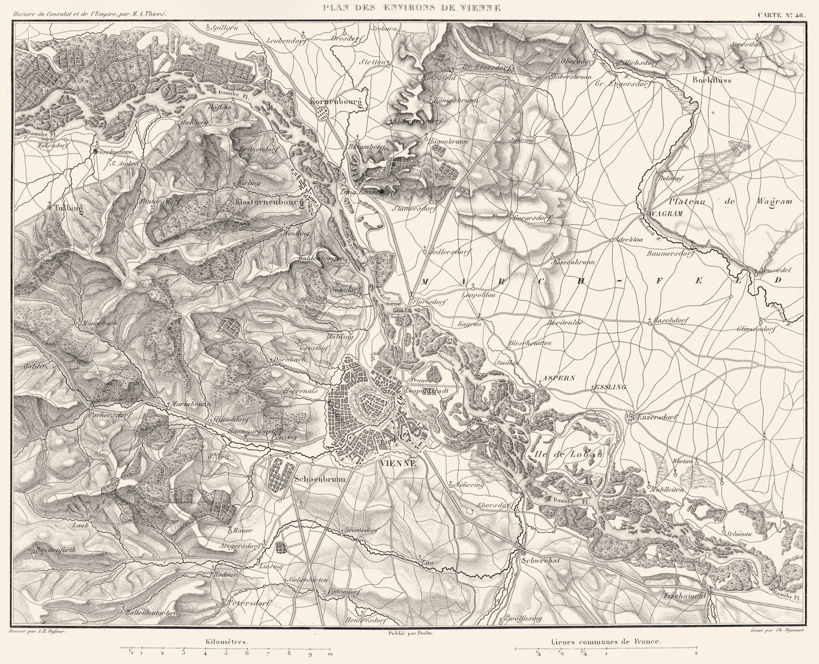 AUSTRIA. Plan des environs de Vienne Vienna Wien 1859 old antique map chart