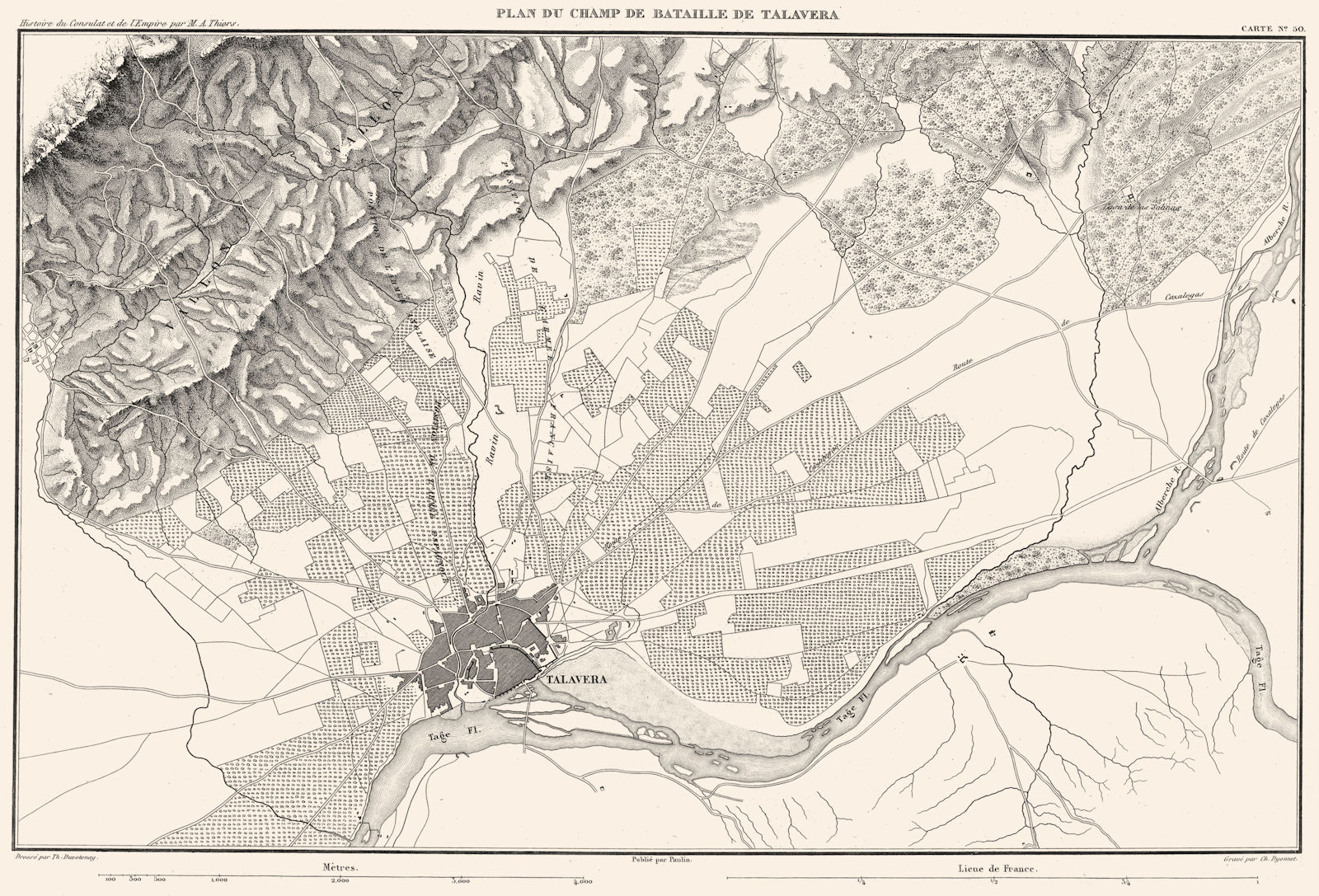 Associate Product SPAIN. Plan du champ de Bataille de Talavera 1809 1859 old antique map chart