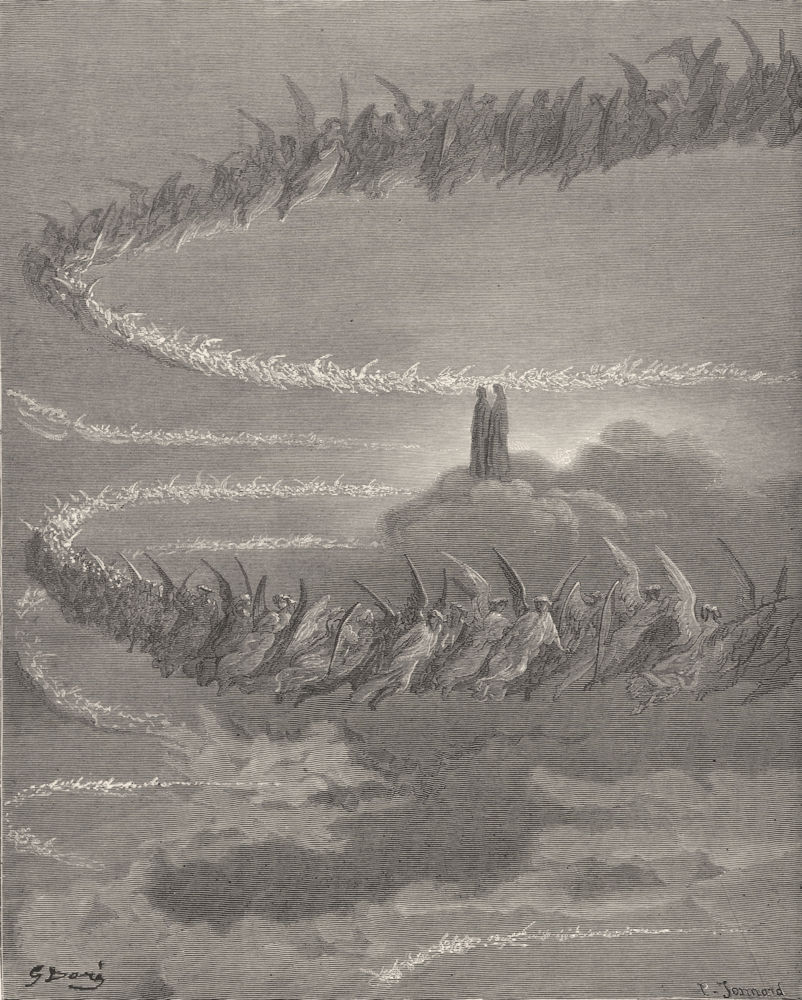 DANTE. So, lights, saintly creatures flying, sang; made, L, figured 1893 print