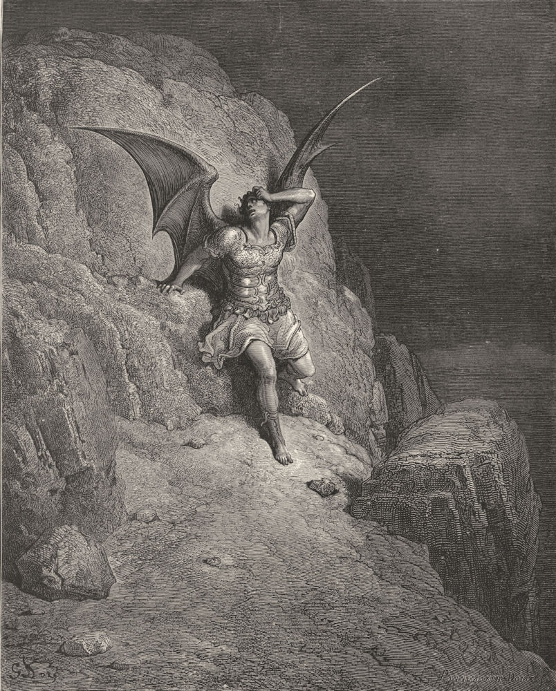 MILTON PARADISE LOST. Me miserable way shall fly infinite wrath despair c1886