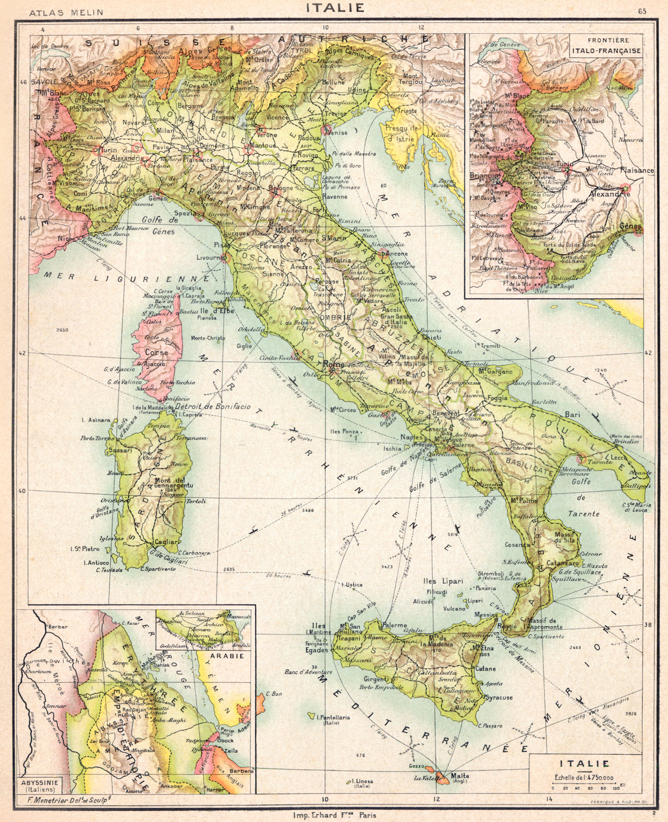 ITALY. Italie; maps Abyssinie (Italiens) ; Frontiére Italo- Française;  1900