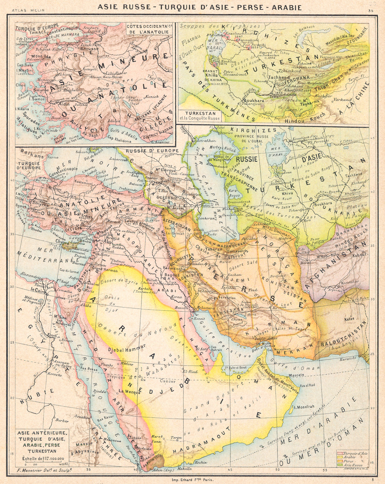 ASIA.Asie Antèrieure,Turquie,Arabie,Perse(Persia)Turkestan;Anatolie 1900 map