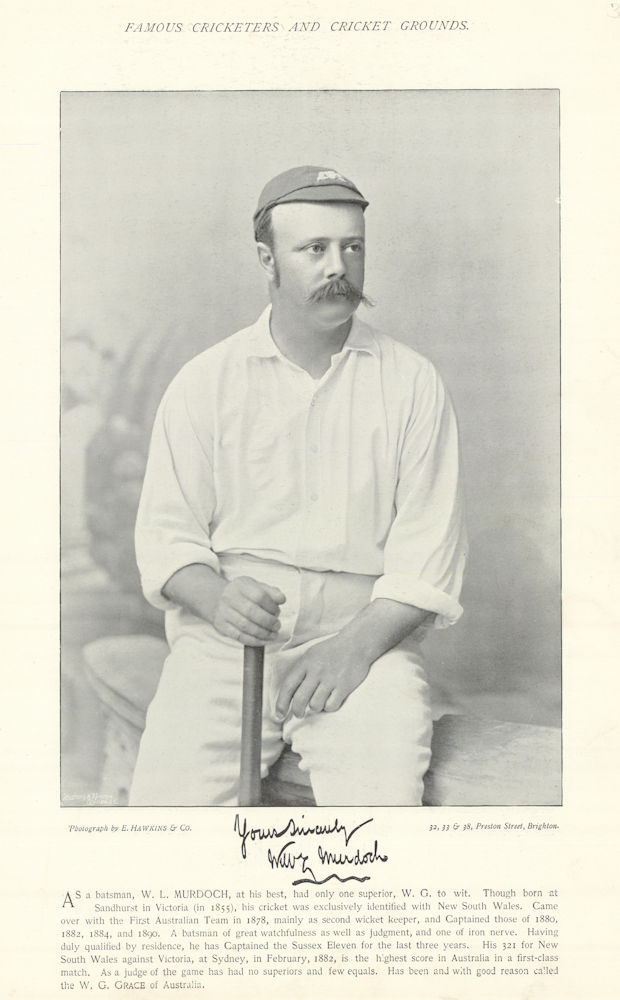Associate Product William Lloyd "Billy" Murdoch. Australia Captain. Batsman. Sussex cricketer 1895