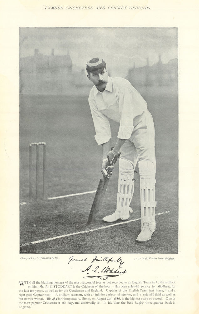 Associate Product Andrew Stoddart. England cricket & rugby captain. Middlesex cricketer 1895