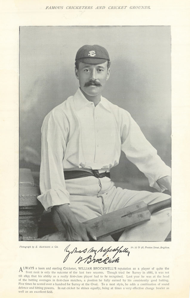 Associate Product William "Bill" Brockwell. All-rounder. Fast-medium bowler. Surrey cricketer 1895