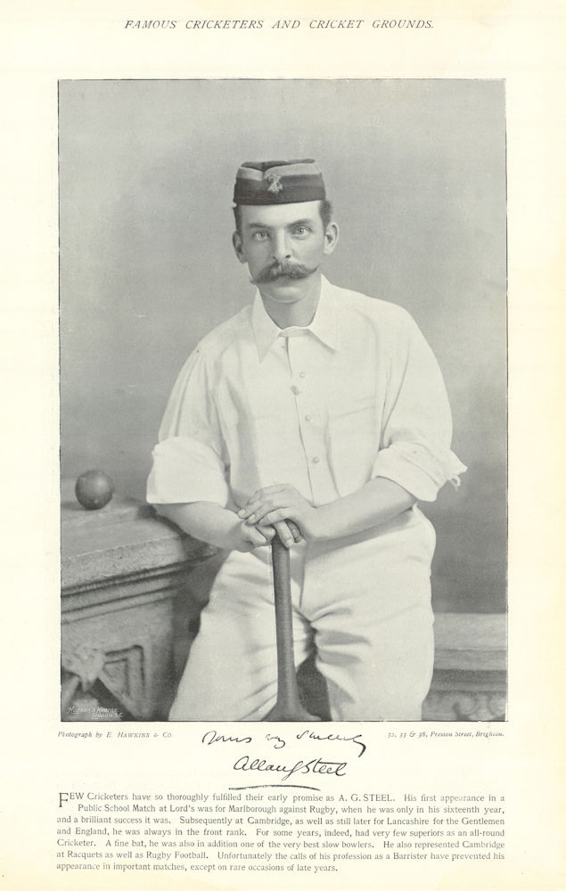 Allan Gibson Steel. All-rounder. Leg/off-break bowler. Lancashire cricketer 1895