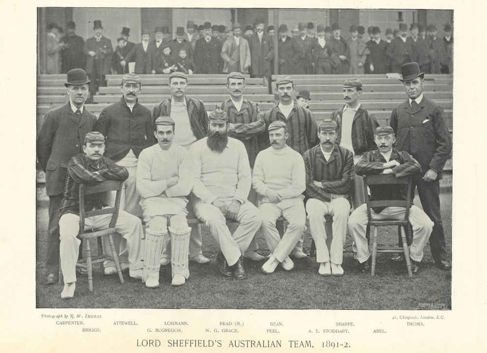 Lord Sheffield's Australian Team 1891-2 Sharpe Thoms Briggs W.G. Grace Abel 1895