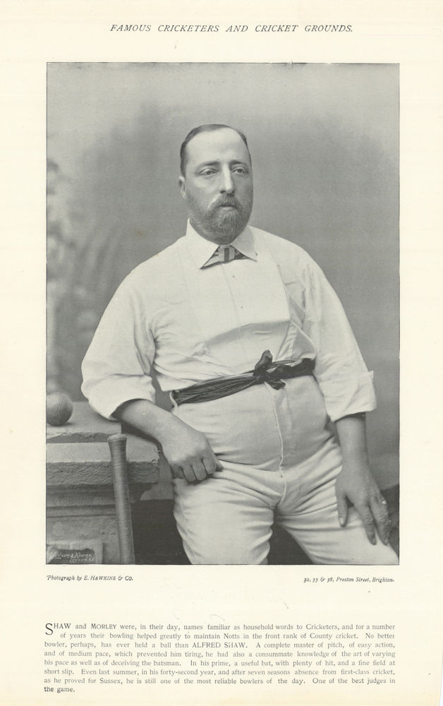 Alfred Shaw. Bowler. Bowled 1st ball in Test cricket. Sussex cricketer 1895