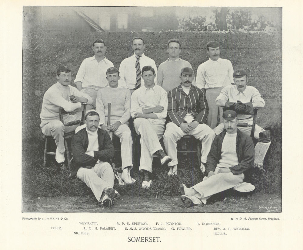 Somerset County Cricket Team Spurway Palairet Woods Fowler Nichols Bolus 1895