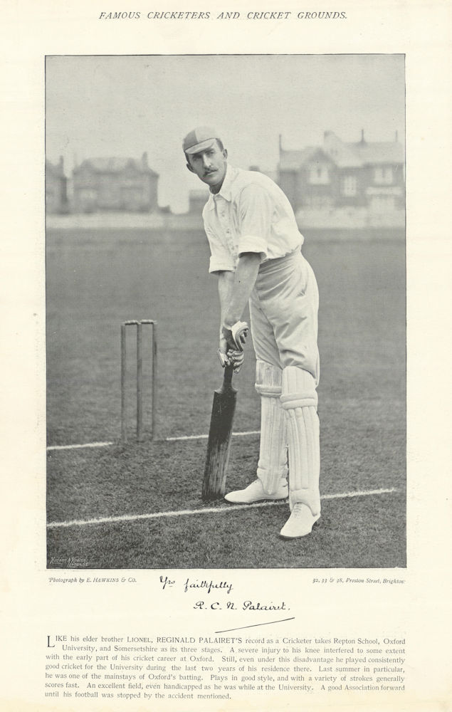 Richard Palairet. Batsman. Surrey Secretary. Somerset cricketer 1895 old print
