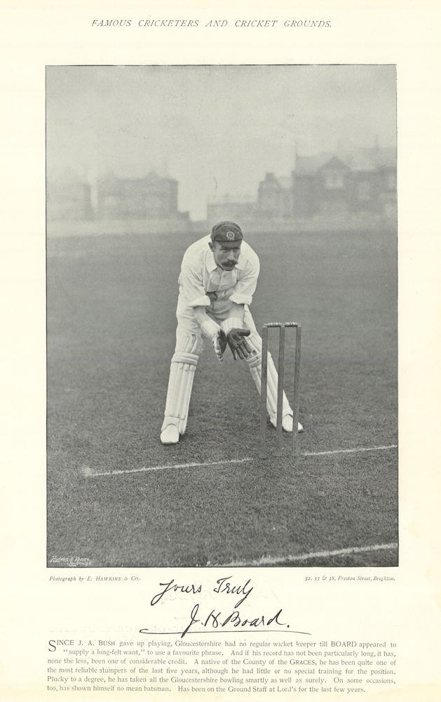 Associate Product John "Jack" Board. Wicket-keeper. 859 catches. Gloucestershire cricketer 1895