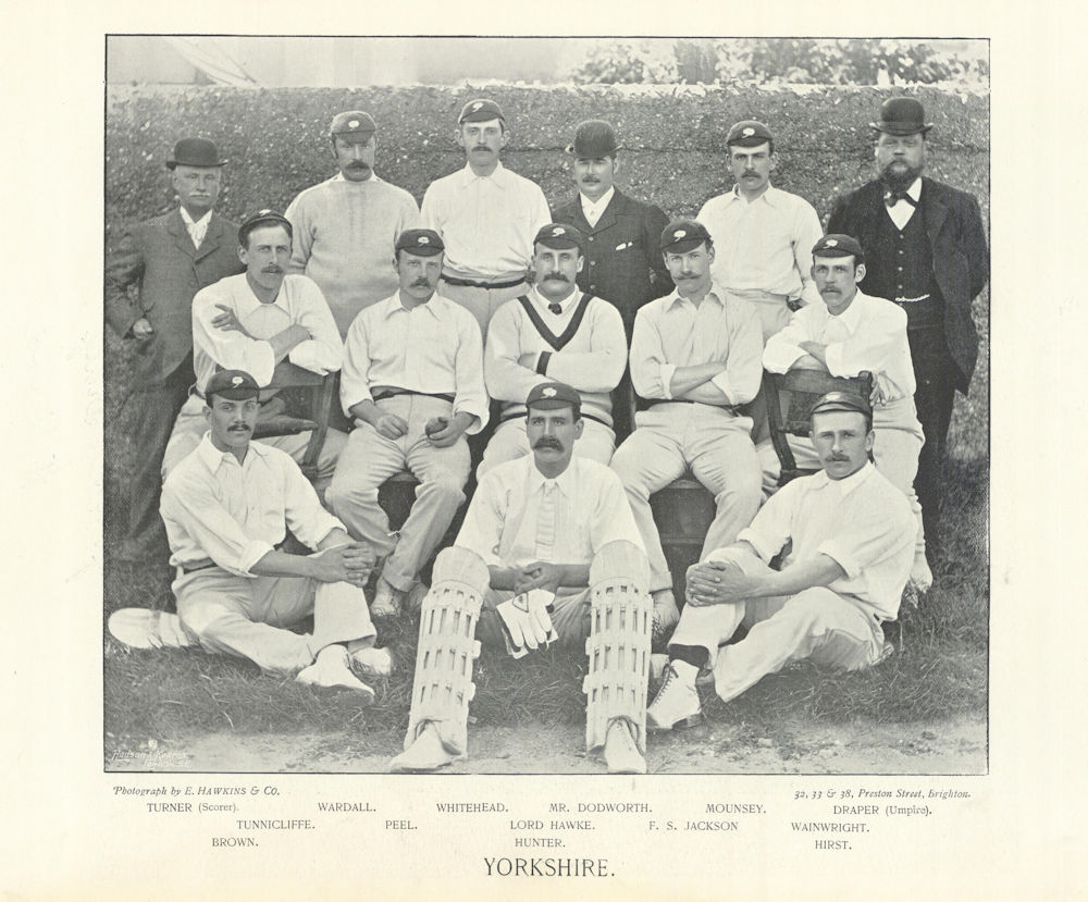Yorkshire County Cricket Team Wardall Draper Peel Hawke Jackson Brown Hirst 1895