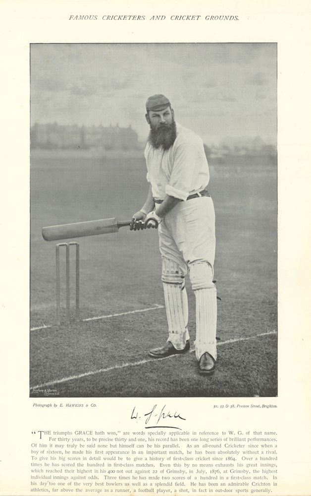 W. G. (William Gilbert) Grace. Batsman. Greatest cricketer. Gloucestershire 1895
