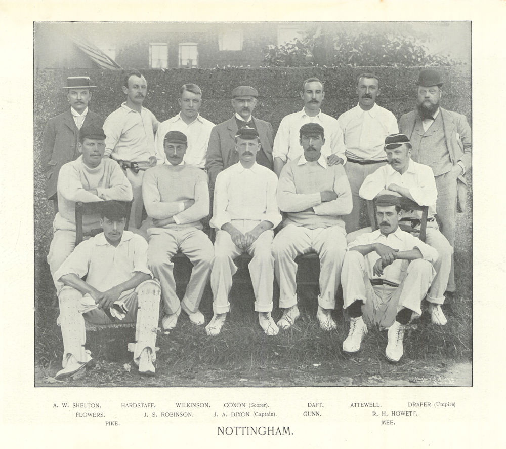 Associate Product Nottinghamshire County Cricket Team Coxon Daft Dixon Gunn Howett Pike Mee 1895