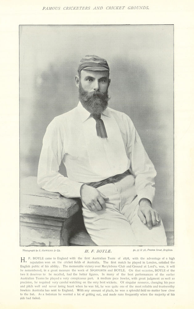 Henry Frederick "Harry" Boyle. Medium pace bowler. Australia cricketer 1895