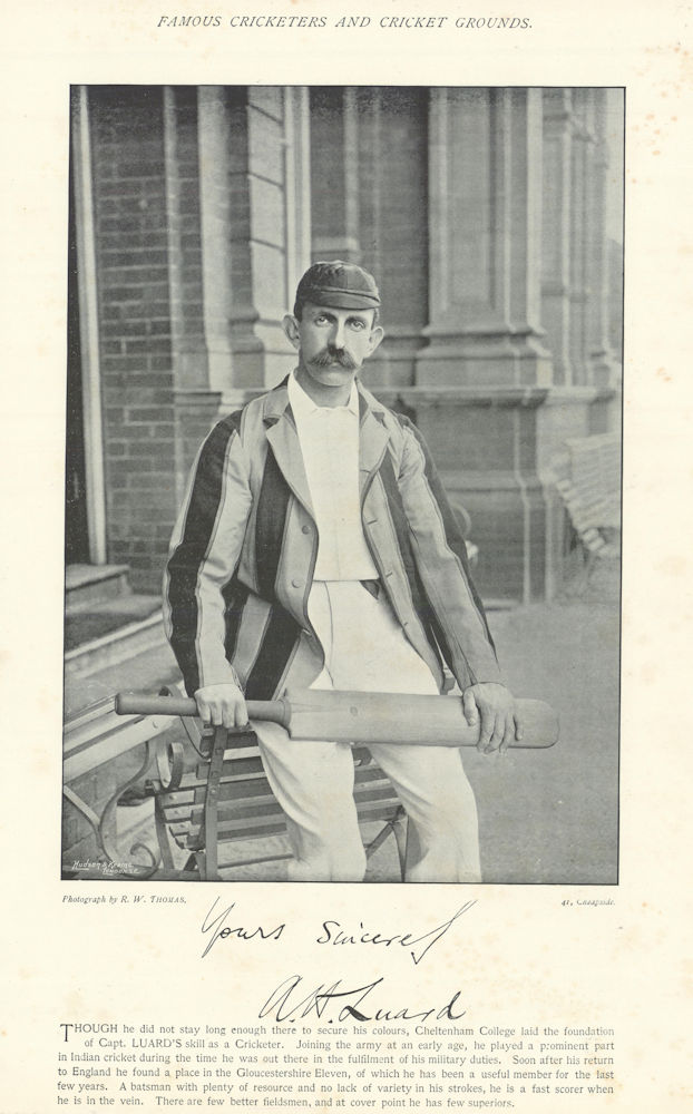 Arthur John Hamilton Luard. Batsman. Gloucestershire cricketer 1895 old print