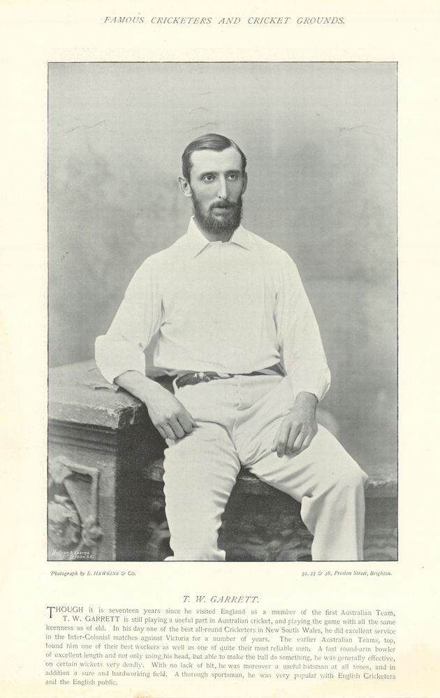 Thomas William Garrett. All-rounder. Australia cricketer 1895 old print