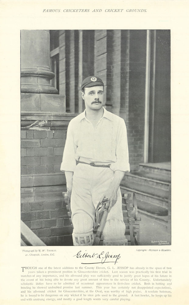 Gilbert Jessop. Batsman. Fastest run-scorer. Gloucestershire cricketer 1895