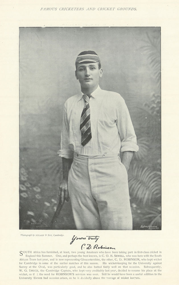 Cyril Deason Robinson. Batsman/Wicketkeeper. South African cricketer 1895