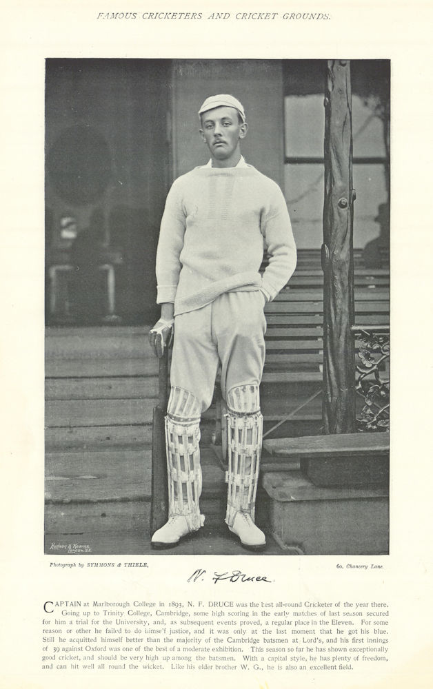 Associate Product Norman Frank Druce. Batsman. Cambridge cricketer 1895 old antique print