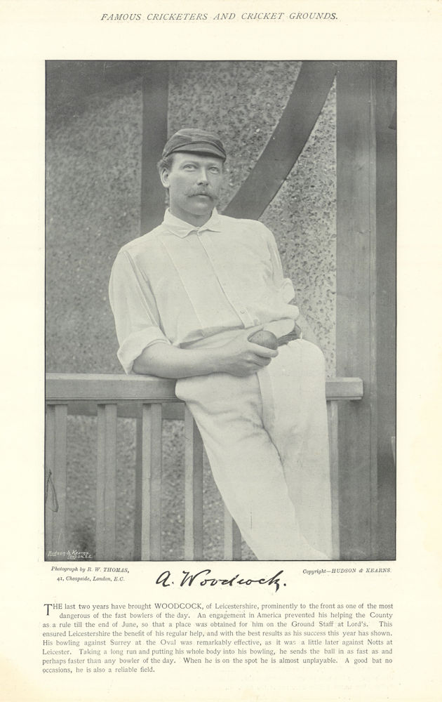 Arthur Woodcock. 2nd fastest bowler in England. Leicestershire cricketer 1895