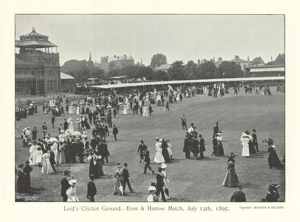 Lord's Cricket Ground Eton & Harrow Match, July 12th, 1895 1895 old print