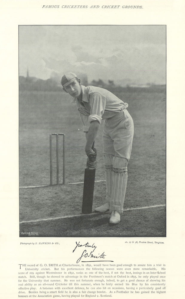 Associate Product Gilbert Oswald "G. O." Smith. England Football captain. Oxford cricketer 1895