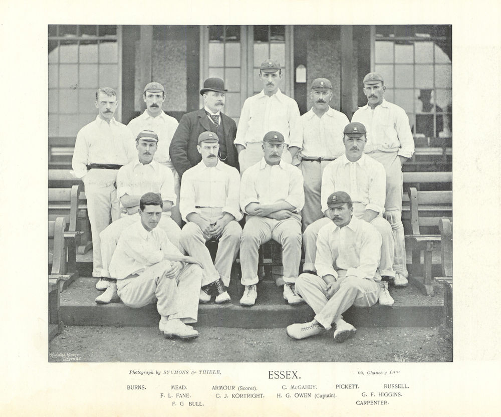 Essex County Cricket Team Burns Mead Pickett Fane Kortright Owen Higgins 1895