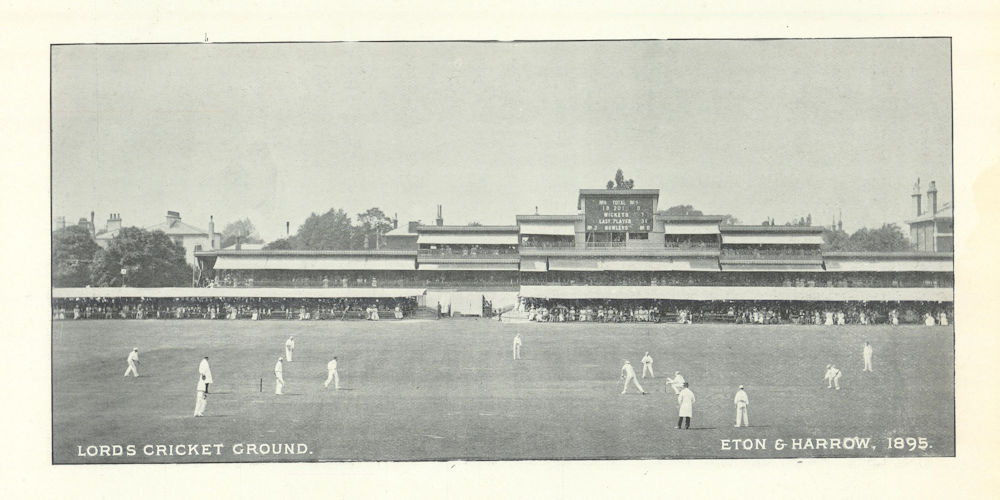Eton and Harrow Match at Lord's Cricket ground 1895 old antique print picture