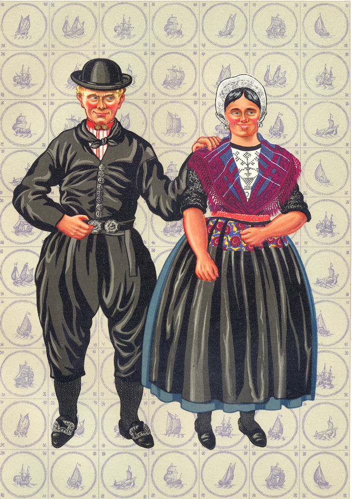 NETHERLANDS. Man and Woman of Urk 1932 old vintage print picture